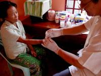 A woman in Cambodia being tested for malaria